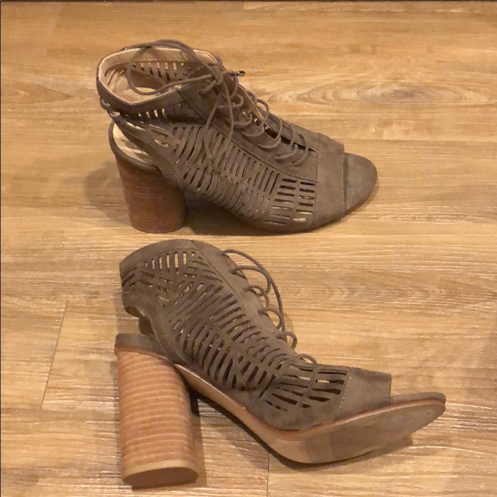 Sam Edelman Olive green peep toe lace up boot